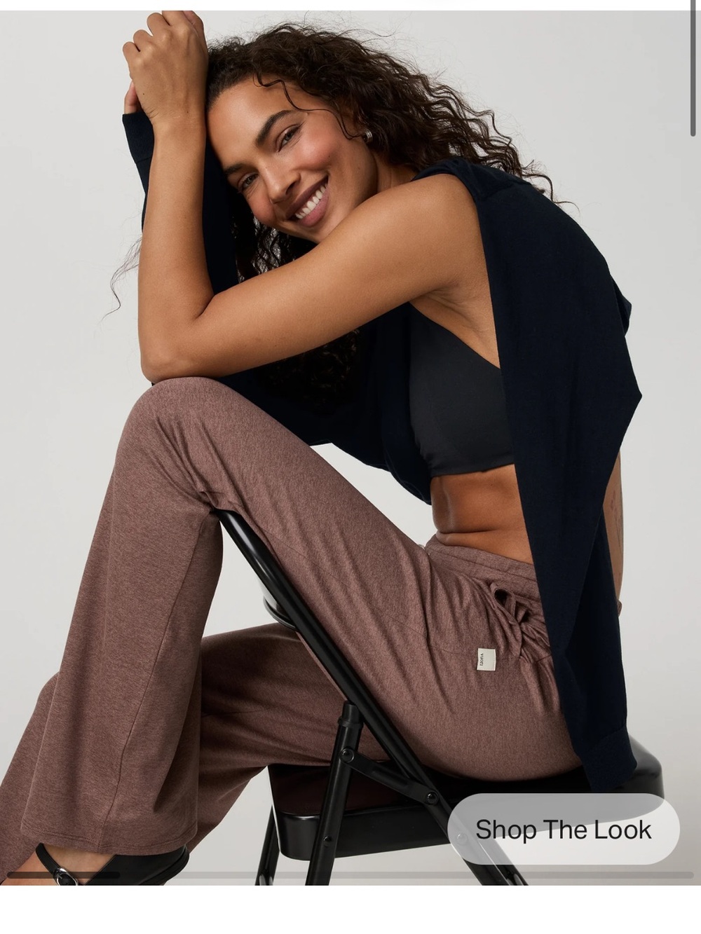 Vuori Halo Essential Wideleg Pant Sable Heather Womens Pockets DreamKnit M NEW - Picture 2 of 13